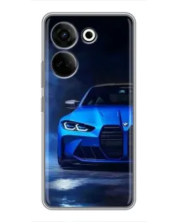 Чехол для TECNO Camon 20 Pro с картинкой «Голубая BMW M4»