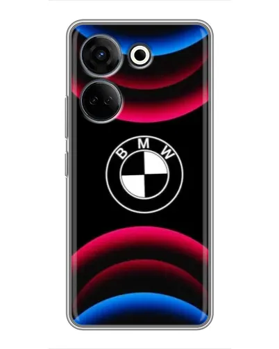 Чехол для TECNO Camon 20 Pro с картинкой «Логотип BMW и неоновые дуги»