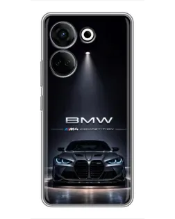 Чехол для TECNO Camon 20 Pro с картинкой «BMW сквозь ночной город» Чехол для TECNO Camon 20 Pro с картинкой «BMW сквозь ночной город»