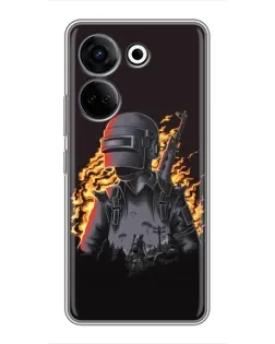 Чехол для TECNO Camon 20 Pro с картинкой «PUBG — огненный силуэт»