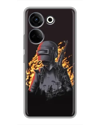 Чехол для TECNO Camon 20 Pro с картинкой «PUBG — огненный силуэт»