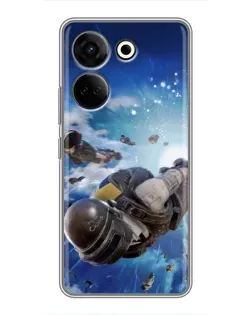 Чехол для TECNO Camon 20 Pro с картинкой «Десант PUBG — прыжок»