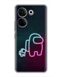 Чехол для TECNO Camon 20 Pro с картинкой «Among Us неон-арт»
