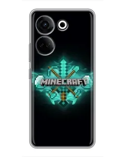 Чехол для TECNO Camon 20 Pro с картинкой «Minecraft Diamond лого»
