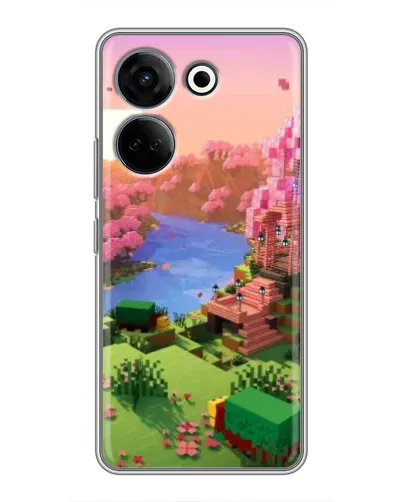 Чехол для TECNO Camon 20 Pro с картинкой «Розовое дерево Minecraft»
