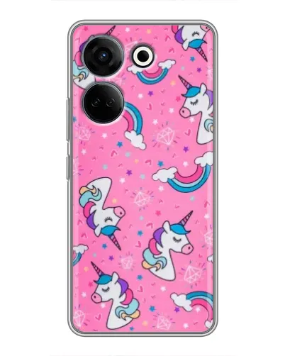 Чехол для TECNO Camon 20 Pro с картинкой «Unicorn паттерн розовый»