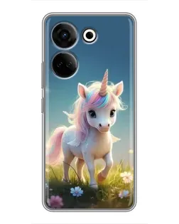 Чехол для TECNO Camon 20 Pro с картинкой «Единорог на поляне»