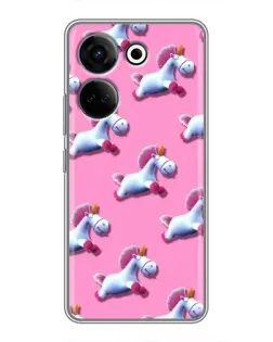 Чехол для TECNO Camon 20 Pro с картинкой «Единороги на розовом»