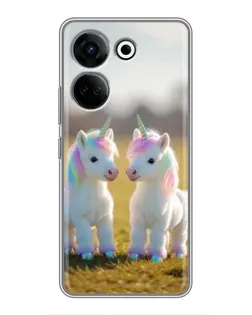 Чехол для TECNO Camon 20 Pro с картинкой «Пара единорогов»