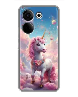 Чехол для TECNO Camon 20 Pro с картинкой «Единорог среди облаков»