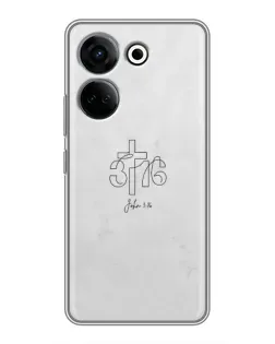Чехол для TECNO Camon 20 Pro с картинкой «Иоанна 3:16 Крест»