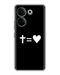 Чехол для TECNO Camon 20 Pro с картинкой «Крест и Сердце»
