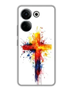 Чехол для TECNO Camon 20 Pro с картинкой «Акварельный крест»