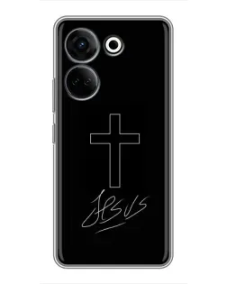 Чохол для TECNO Camon 20 Pro з картинкою «Графічний хрест Jesus»