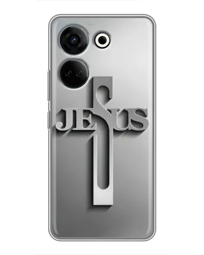 Чохол для TECNO Camon 20 Pro з картинкою «Металевий хрест Jesus» Чохол для TECNO Camon 20 Pro з картинкою «Металевий хрест Jesus»
