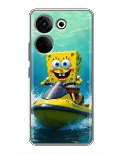 Чехол для TECNO Camon 20 Pro с картинкой «Спанч Боб на гидроцикле» Чехол для TECNO Camon 20 Pro с картинкой «Спанч Боб на гидроцикле»