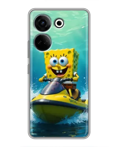 Чехол для TECNO Camon 20 Pro с картинкой «Спанч Боб на гидроцикле»