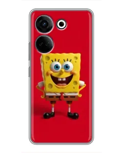 Чехол для TECNO Camon 20 Pro с картинкой «Спанч Боб на красном»