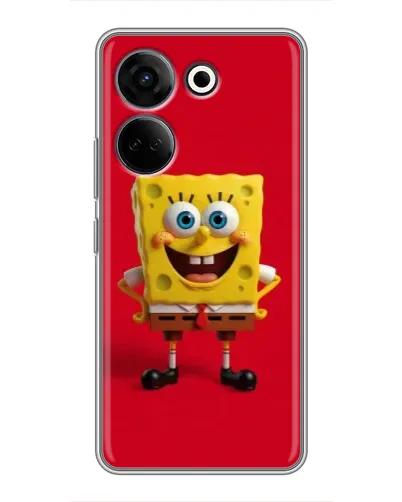 Чехол для TECNO Camon 20 Pro с картинкой «Спанч Боб на красном»