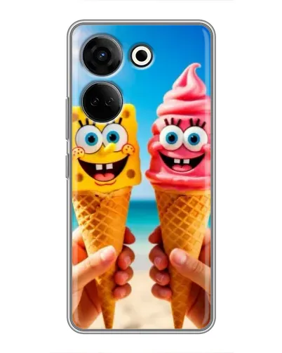 Чехол для TECNO Camon 20 Pro с картинкой «Спанч Боб мороженое»