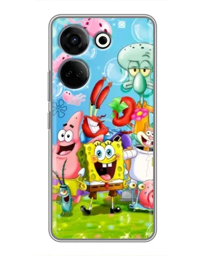 Чохол для TECNO Camon 20 Pro з картинкою «Губка Боб та друзі» Чохол для TECNO Camon 20 Pro з картинкою «Губка Боб та друзі»