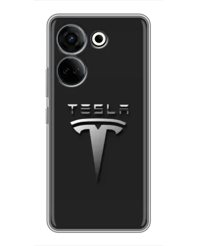 Чехол для TECNO Camon 20 Pro с картинкой «Стальной логотип Tesla»