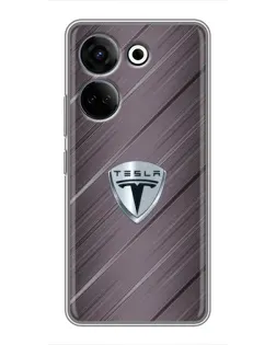 Чехол для TECNO Camon 20 Pro с картинкой «Металлическая текстура Tesla»