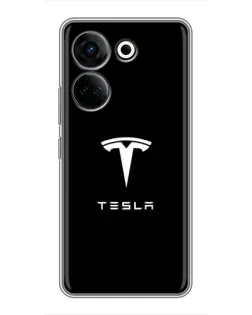 Чехол для TECNO Camon 20 Pro с картинкой «Tesla White Logo»
