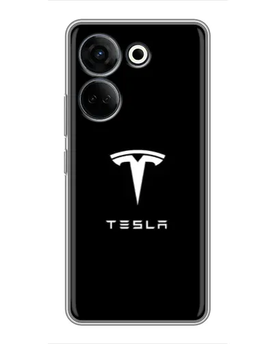 Чехол для TECNO Camon 20 Pro с картинкой «Tesla White Logo»