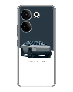 Чехол для TECNO Camon 20 Pro с картинкой «Серебристый Cybertruck Tesla»