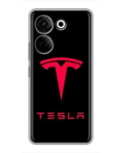 Чехол для TECNO Camon 20 Pro с картинкой «Tesla Red Logo»