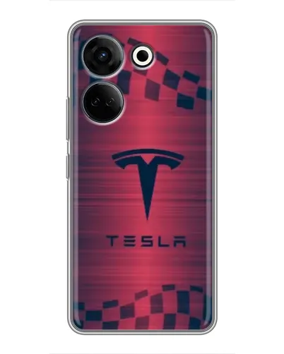 Чехол для TECNO Camon 20 Pro с картинкой «Тесла красный карбон»