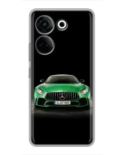 Чехол для TECNO Camon 20 Pro с картинкой «Mercedes — неоновый лого»