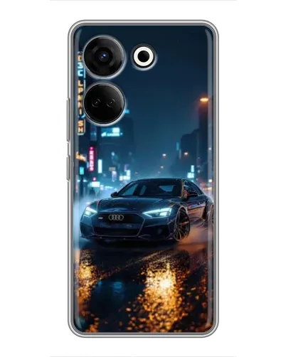 Чехол для TECNO Camon 20 Pro с картинкой «Ночной город и Audi»