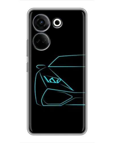 Чохол для TECNO Camon 20 Pro з картинкою «Блакитний силует Lamborghini»