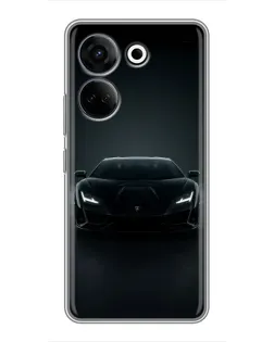 Чохол для TECNO Camon 20 Pro з картинкою «Чорний Lamborghini Aventador»