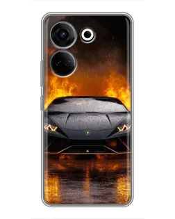 Чохол для TECNO Camon 20 Pro з картинкою «Lamborghini у вогні»
