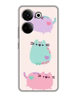 Чехол для TECNO Camon 20 Pro с картинкой «Pusheen трио»
