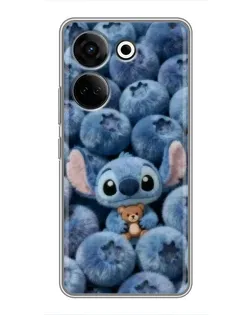 Чехол для TECNO Camon 20 Pro с картинкой «Стич и голубика»