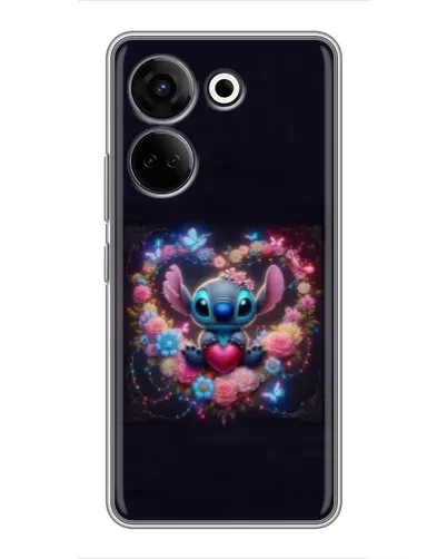 Чехол для TECNO Camon 20 Pro с картинкой «Stitch в цветах» Чехол для TECNO Camon 20 Pro с картинкой «Stitch в цветах»