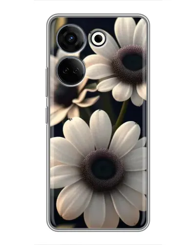 Чехол для TECNO Camon 20 Pro с картинкой «Белые маргаритки макро»