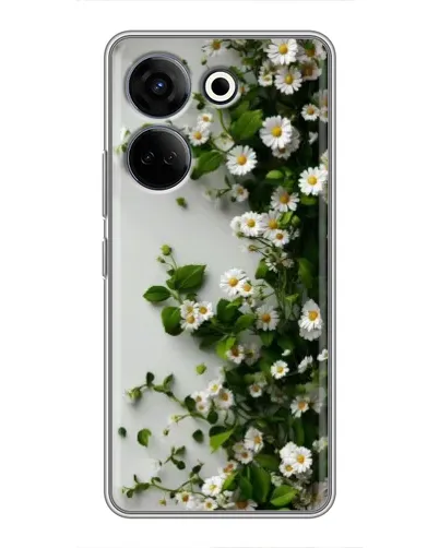 Чехол для TECNO Camon 20 Pro с картинкой «Ветка мелких белых цветов»