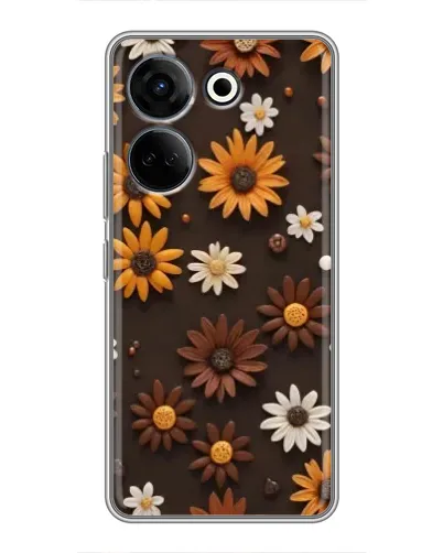 Чехол для TECNO Camon 20 Pro с картинкой «Узор из маленьких подсолнухов»