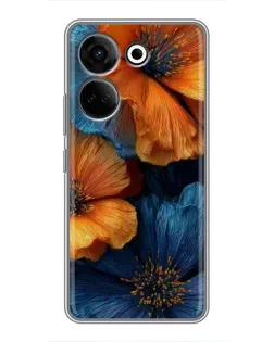 Чохол для TECNO Camon 20 Pro з картинкою «Яскрава синьо-помаранчева флора» Чохол для TECNO Camon 20 Pro з картинкою «Яскрава синьо-помаранчева флора»