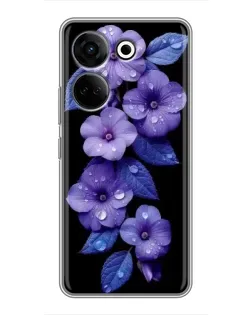 Чехол для TECNO Camon 20 Pro с картинкой «Фиолетовые цветы с росою» Чехол для TECNO Camon 20 Pro с картинкой «Фиолетовые цветы с росою»