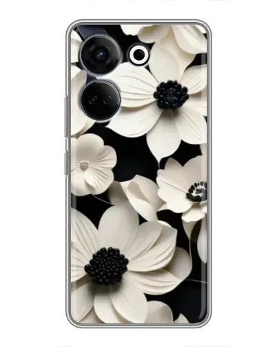 Чехол для TECNO Camon 20 Pro с картинкой «Объемные белые цветы»