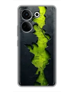 Чехол для TECNO Camon 20 Pro с картинкой «Салатовый разлом скалы»
