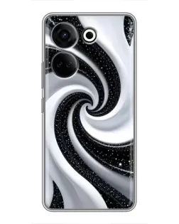 Чехол для TECNO Camon 20 Pro с картинкой «Черно-белая спираль»