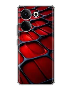 Чехол для TECNO Camon 20 Pro с картинкой «Красная глянцевая сетка»