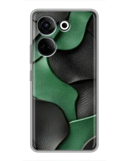 Чехол для TECNO Camon 20 Pro с картинкой «Зеленые кожаные волны»